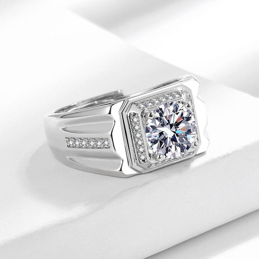 【001】Moissanite Ring Silver Color 1 Carat