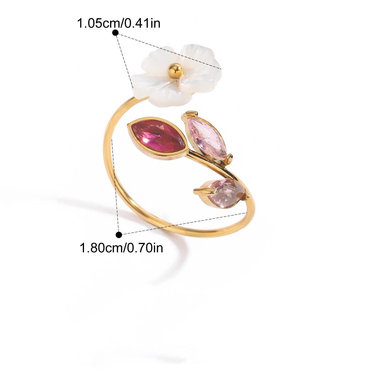 Light Luxury INS Style Pearl Adjustable Ring Simple Floral Non-Fading [206-209]