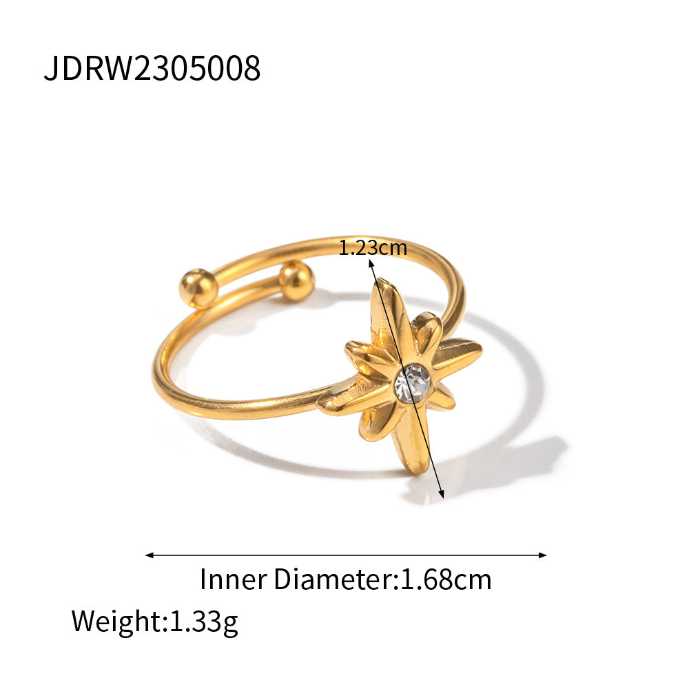 Natural Stone Open Adjustable Ring Luxury INS Non-Fading Design [250-255]