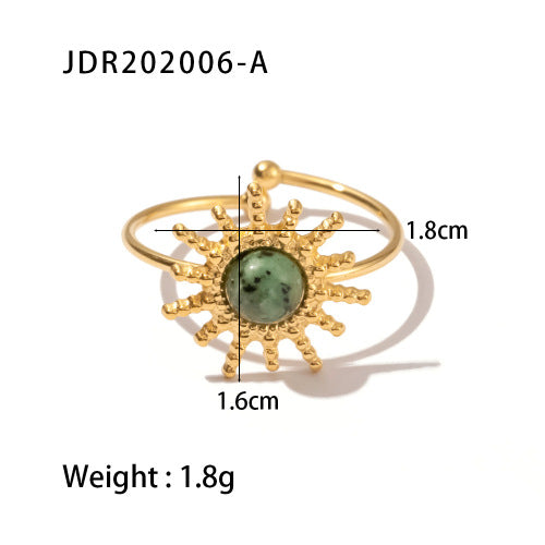 Natural Stone Open Adjustable Ring Luxury INS Non-Fading Design [250-255]