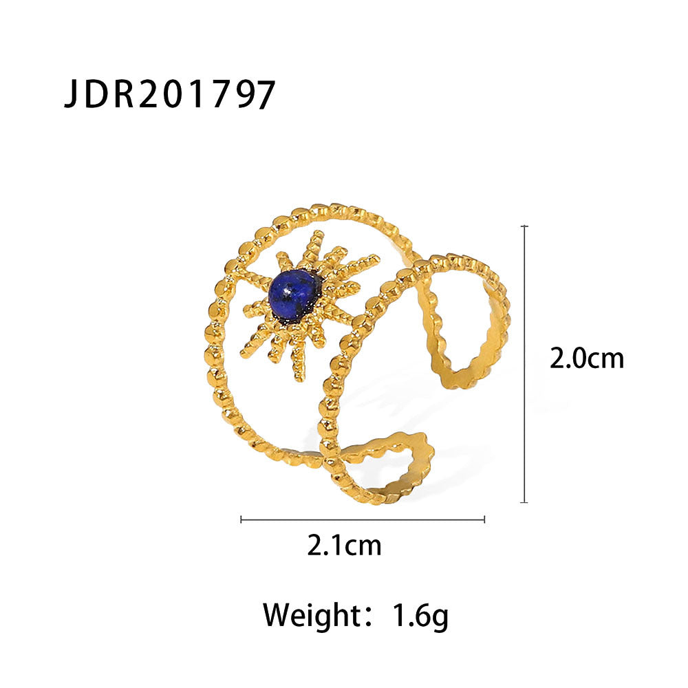Natural Stone Open Adjustable Ring Luxury INS Non-Fading Design [250-255]
