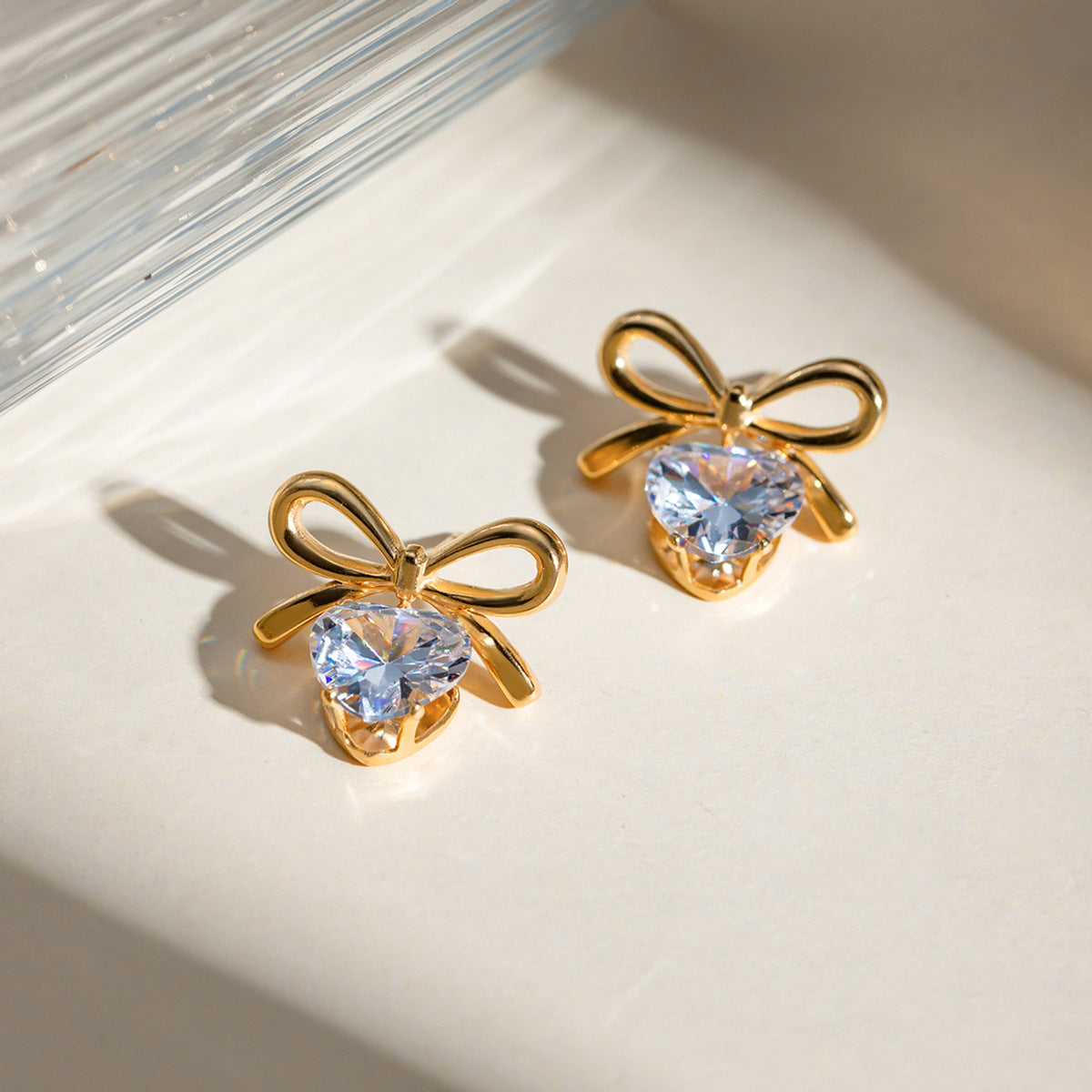 INS Style Bow Heart Drop Earrings Latest Trendy Non-Fading Design [401]