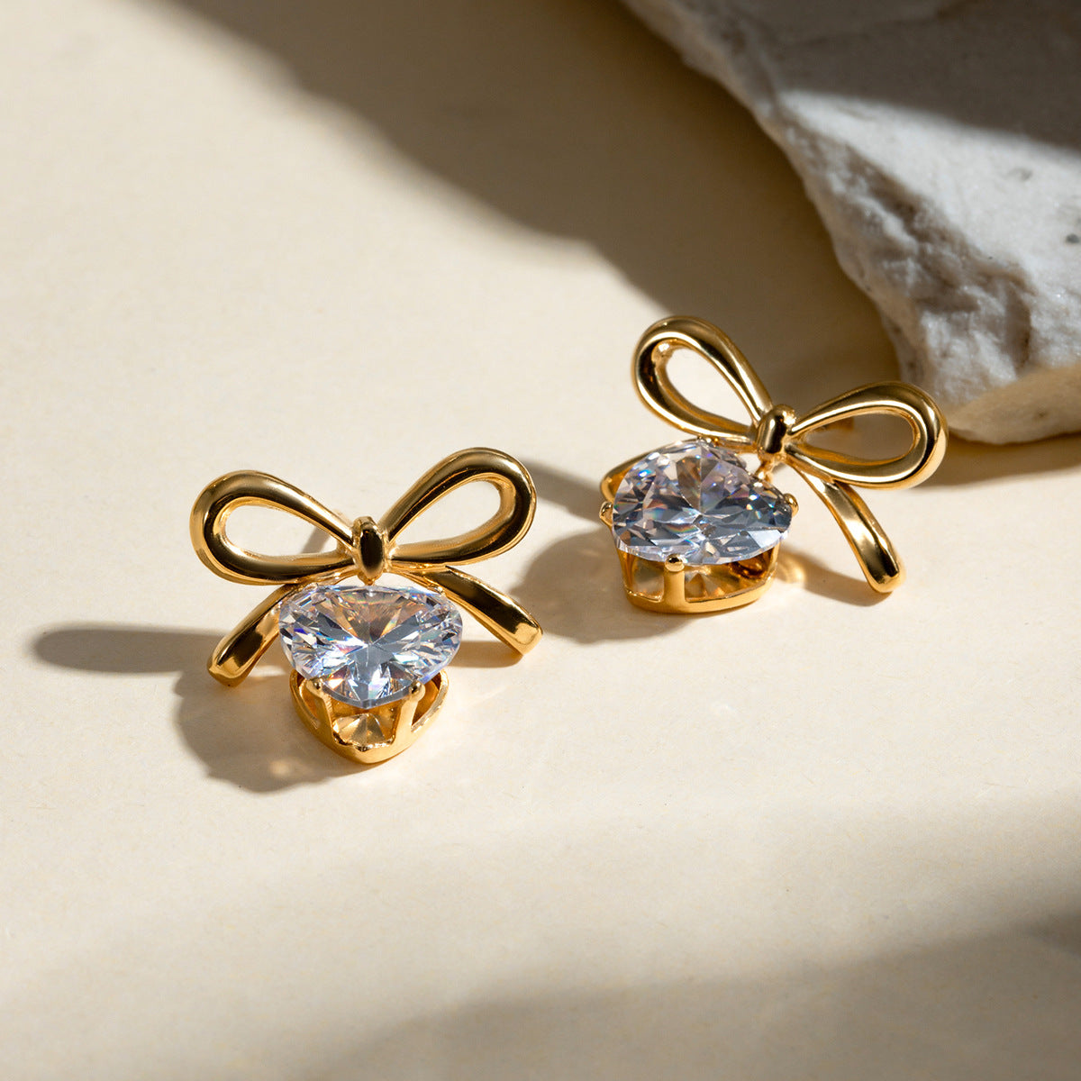 INS Style Bow Heart Drop Earrings Latest Trendy Non-Fading Design [401]