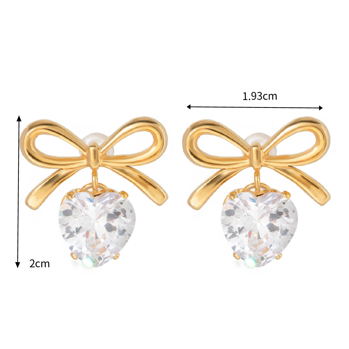 INS Style Bow Heart Drop Earrings Latest Trendy Non-Fading Design [401]