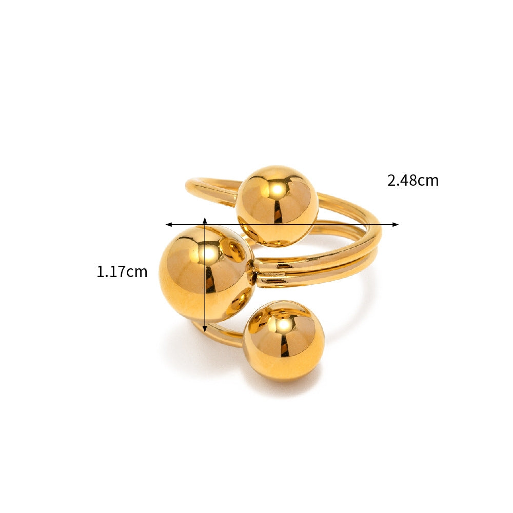European American Spherical Personality Ring Large Small Ball Luxury Minority Non-Fading [231-232]