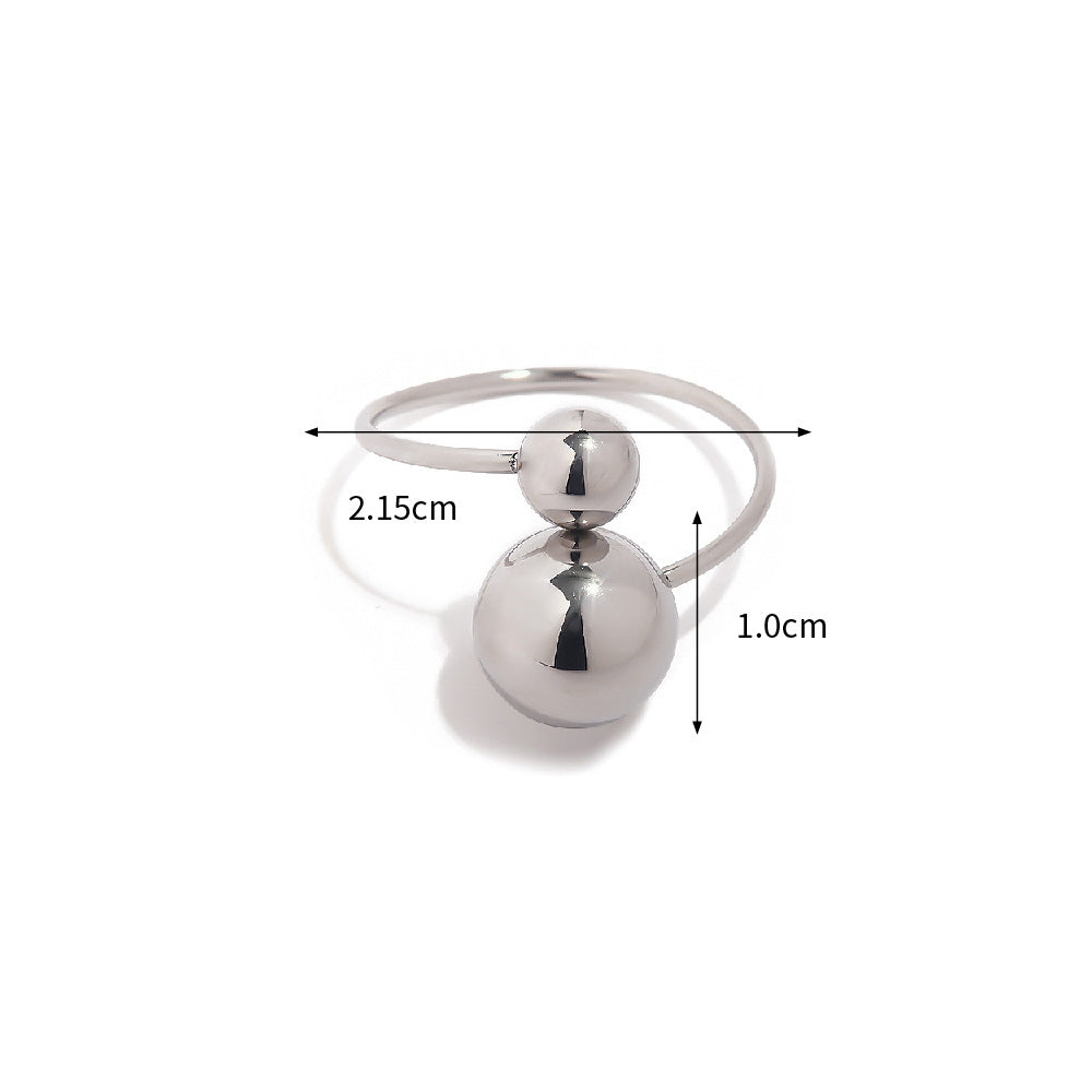 European American Spherical Personality Ring Large Small Ball Luxury Minority Non-Fading [231-232]