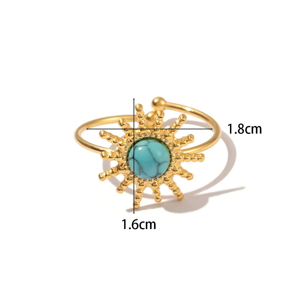 Natural Stone Open Adjustable Ring Luxury INS Non-Fading Design [250-255]