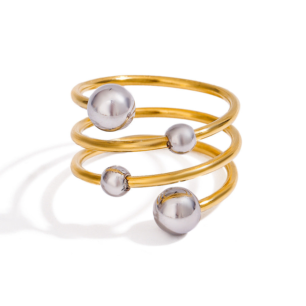 Spherical Multi-Layer Open Ring Gold Color Silver Color Personality Versatile [265]