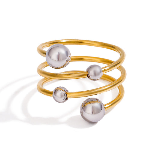 Spherical Multi-Layer Open Ring Gold Color Silver Color Personality Versatile [265]