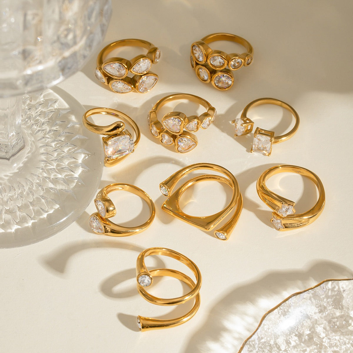 European American INS Style Simple Luxury Stackable Adjustable Non-Fading Ring  [260-264]