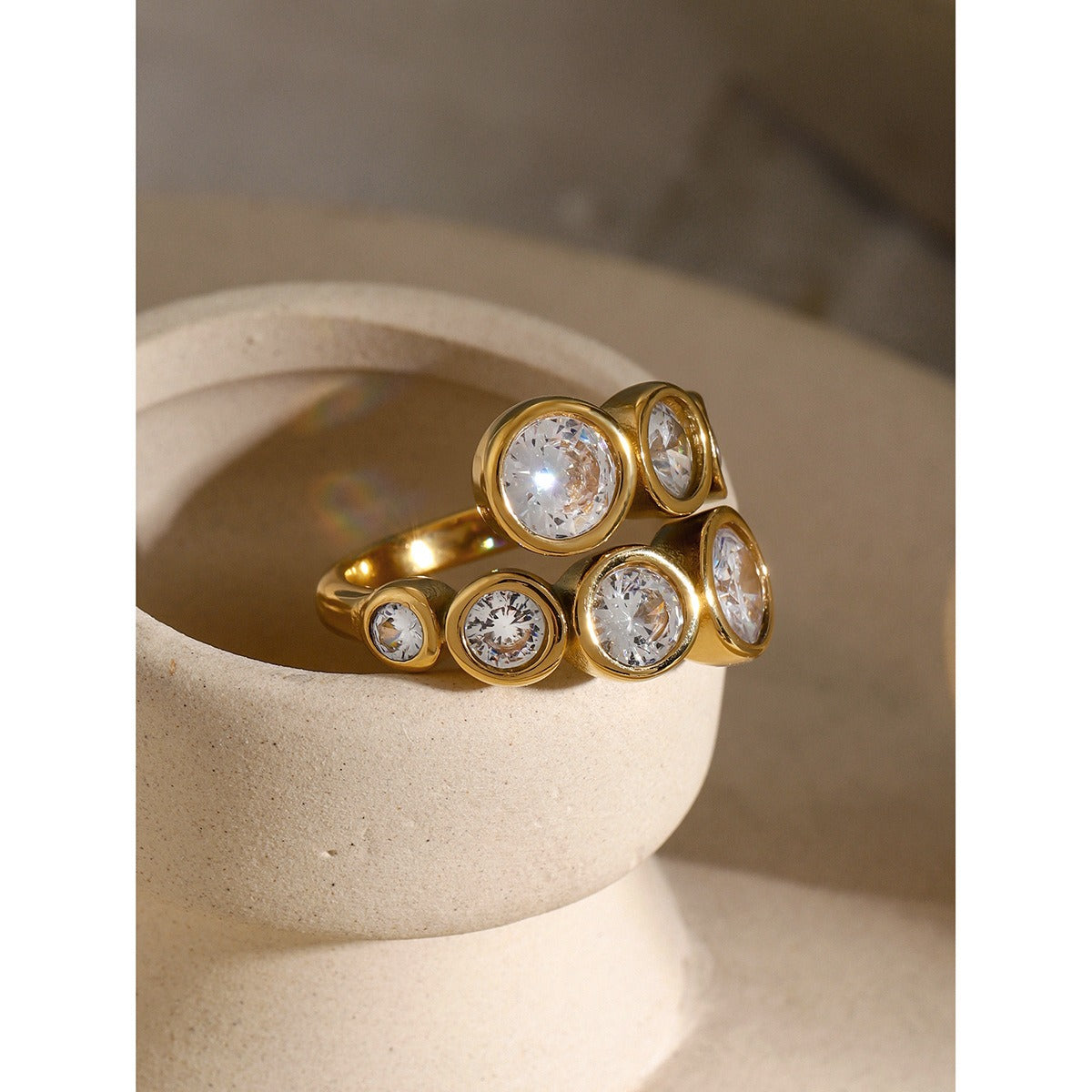 European American INS Style Simple Luxury Stackable Adjustable Non-Fading Ring  [260-264]
