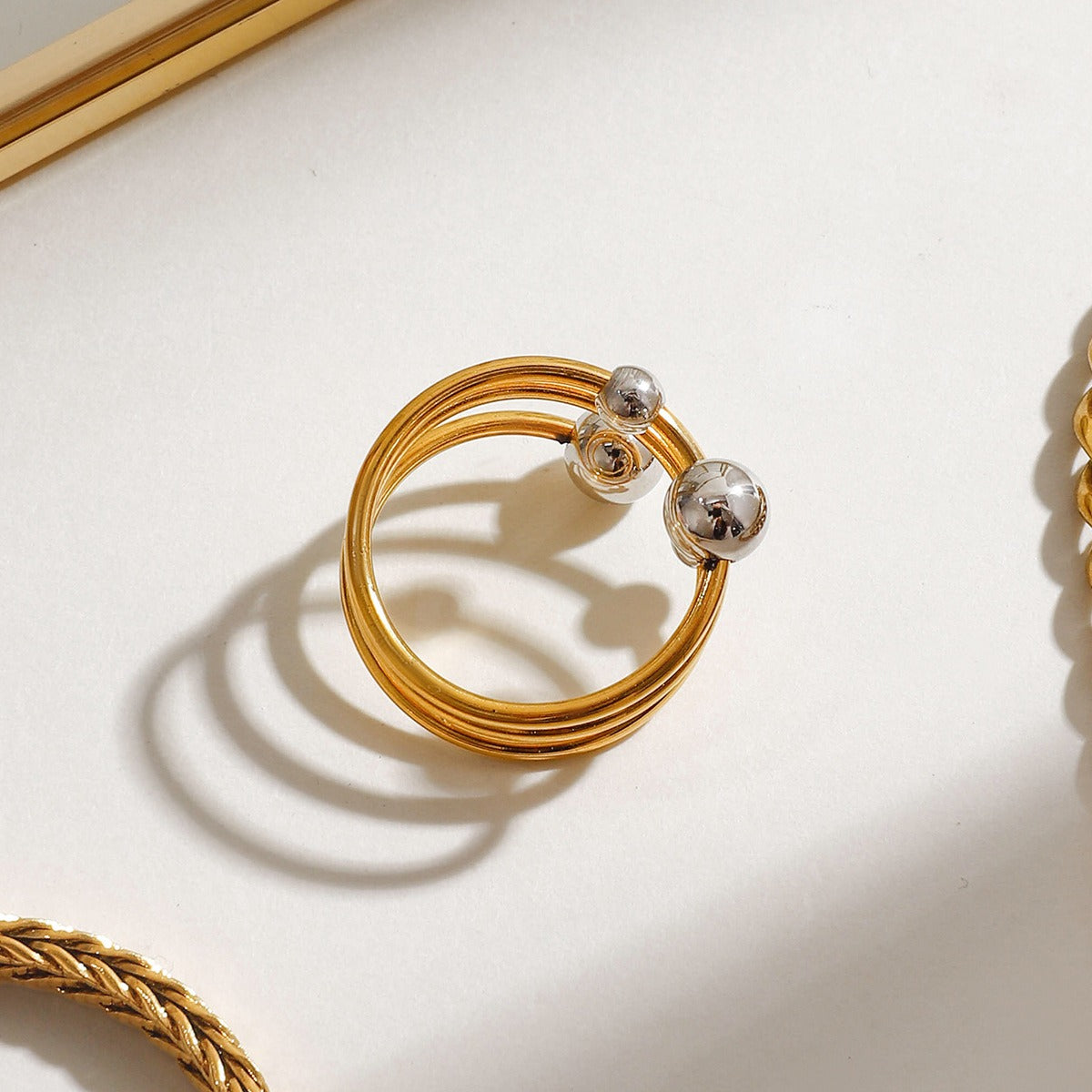 Spherical Multi-Layer Open Ring Gold Color Silver Color Personality Versatile [265]