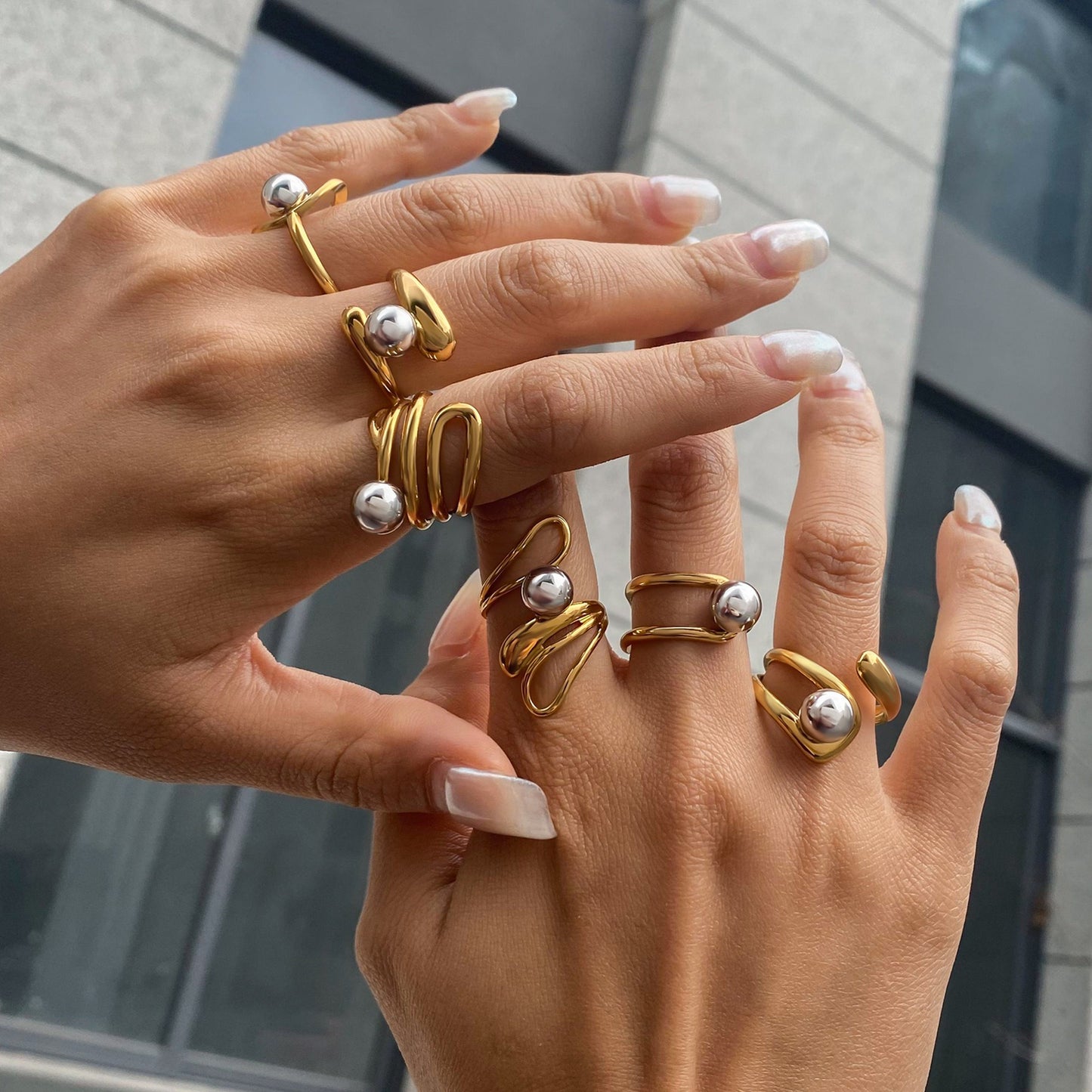 Minimalist Geometric Ring Collection Multiple Styles Non-Fading  [266-271]