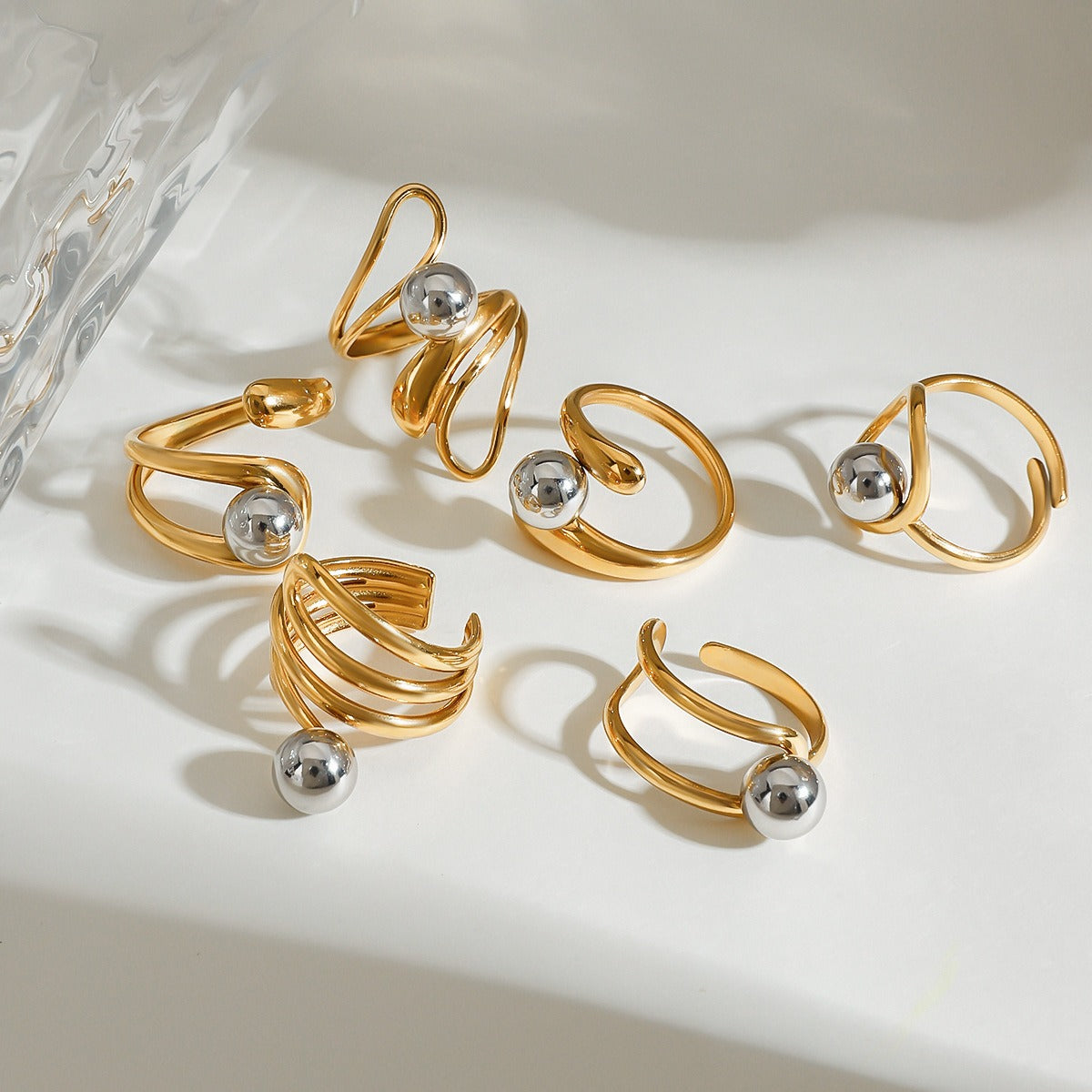 Minimalist Geometric Ring Collection Multiple Styles Non-Fading  [266-271]