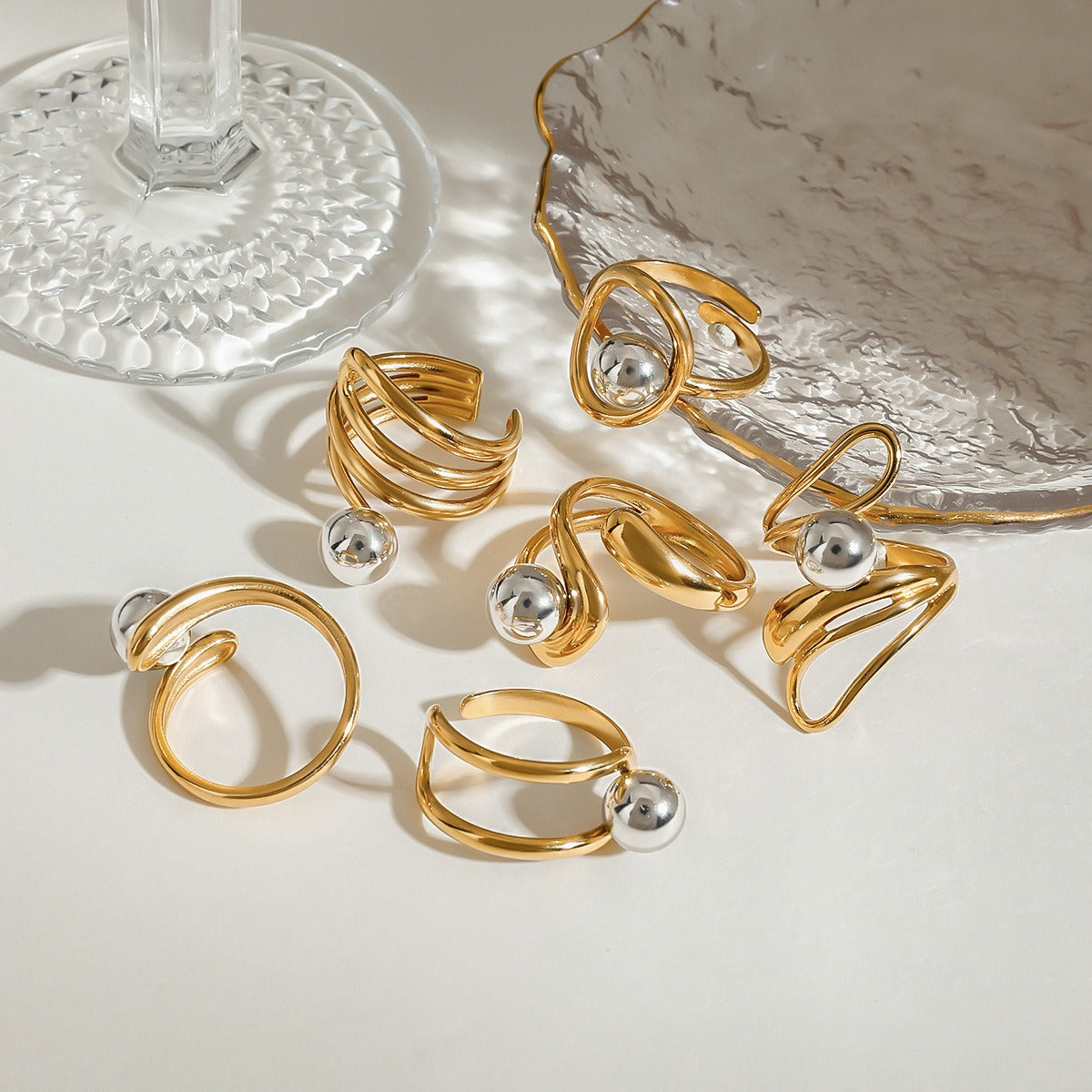 Minimalist Geometric Ring Collection Multiple Styles Non-Fading  [266-271]