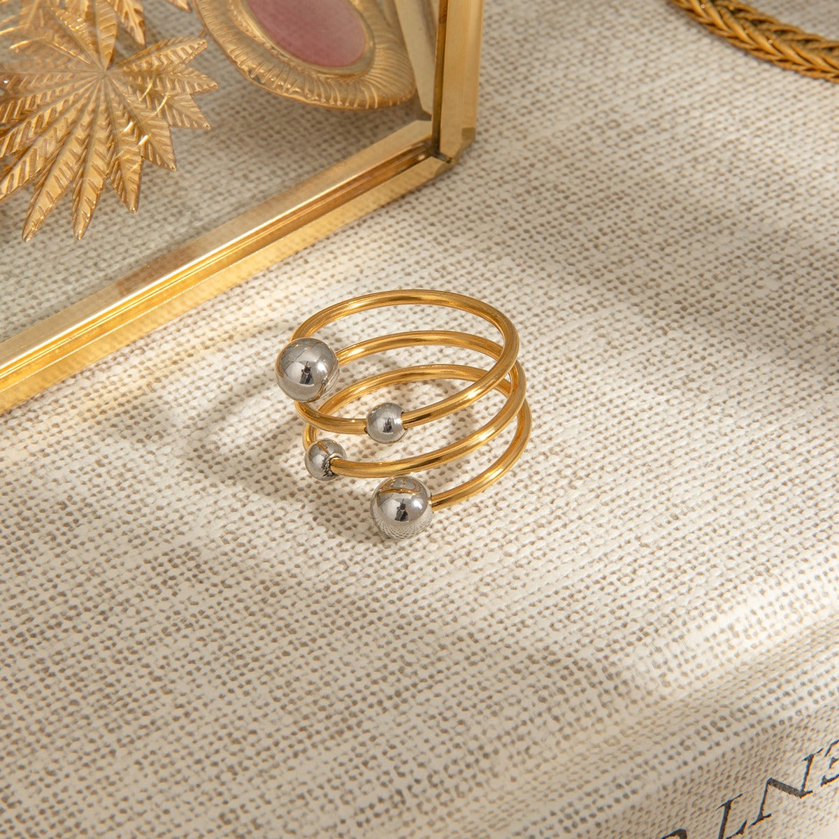 Spherical Multi-Layer Open Ring Gold Color Silver Color Personality Versatile [265]
