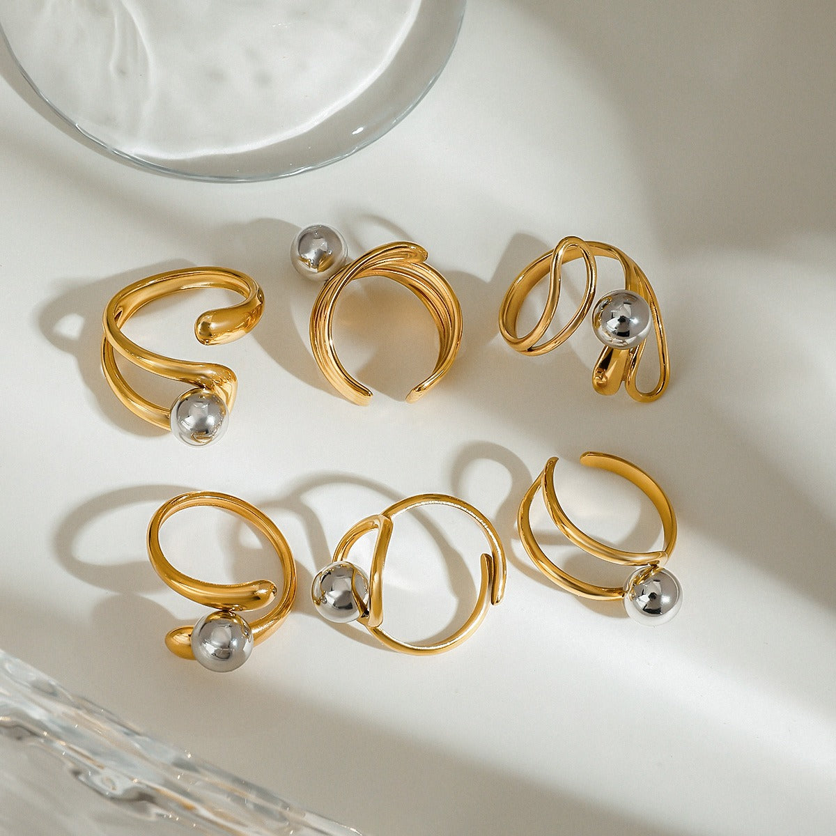 Minimalist Geometric Ring Collection Multiple Styles Non-Fading  [266-271]