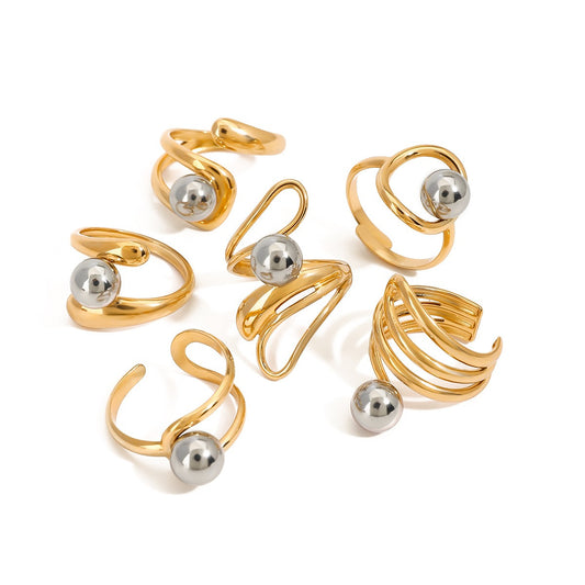 Minimalist Geometric Ring Collection Multiple Styles Non-Fading  [266-271]