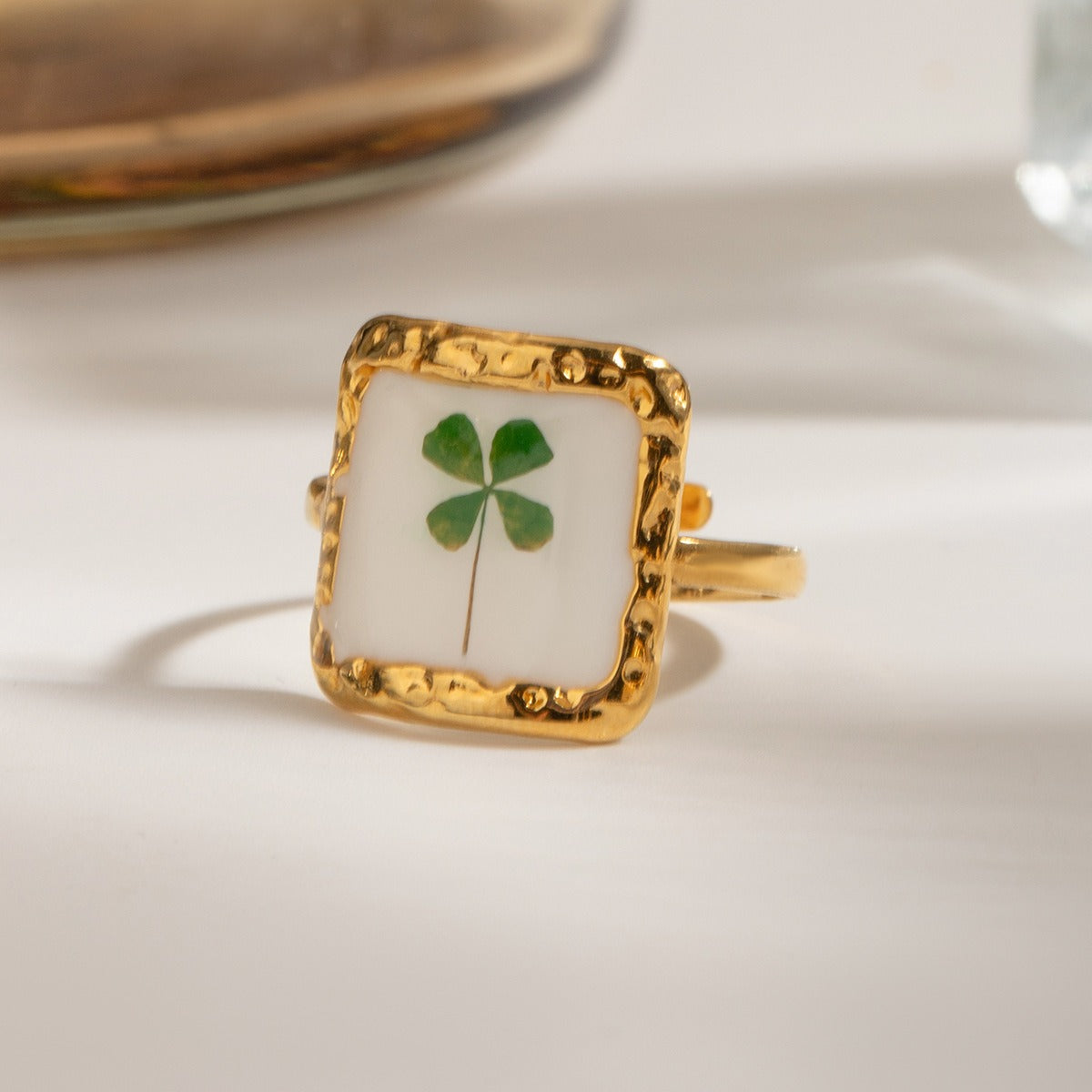 Gold Preserved Flower Ring Minority Simple Luxury Design Non-Fading [240-241]