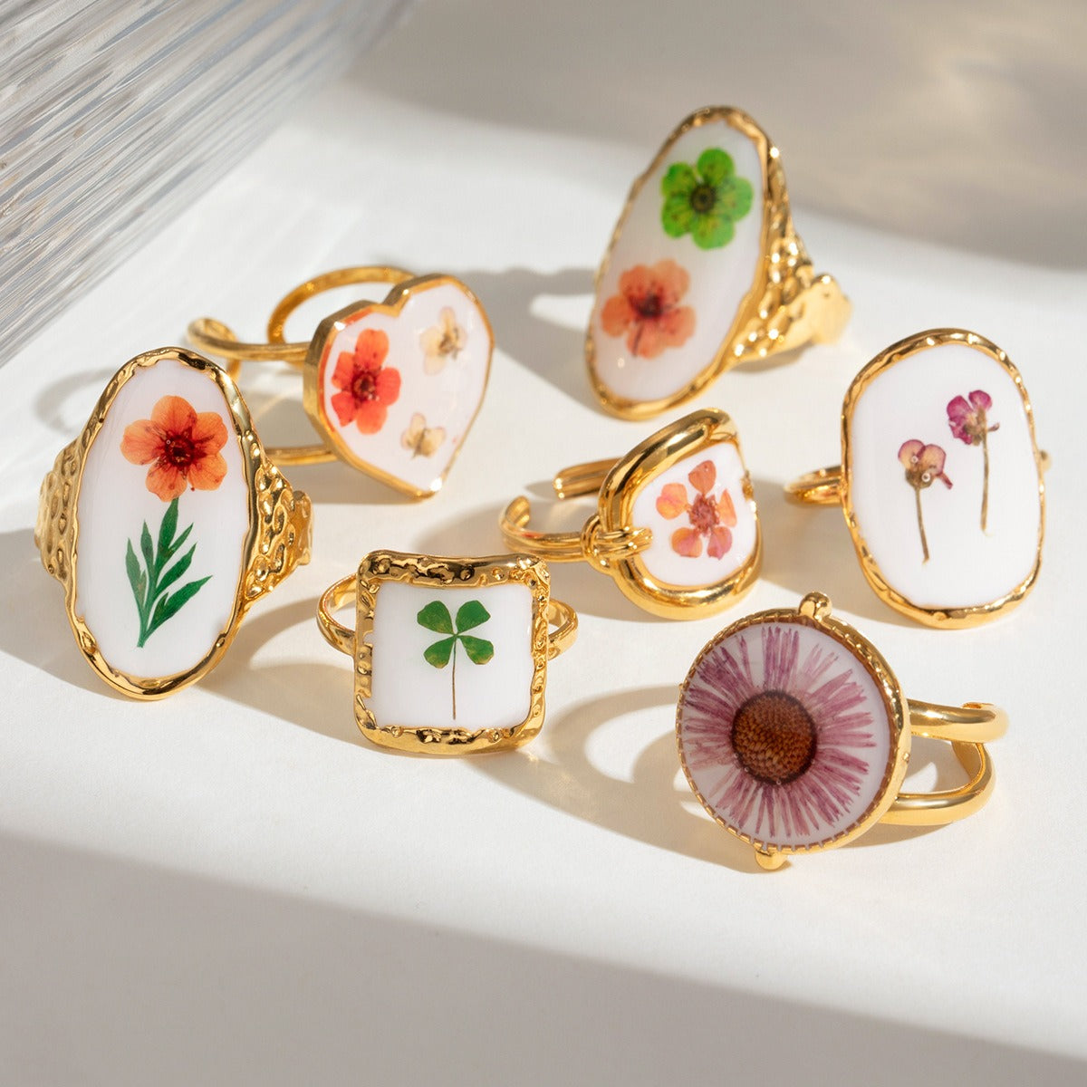 Gold Preserved Flower Ring Minority Simple Luxury Design Non-Fading [240-241]