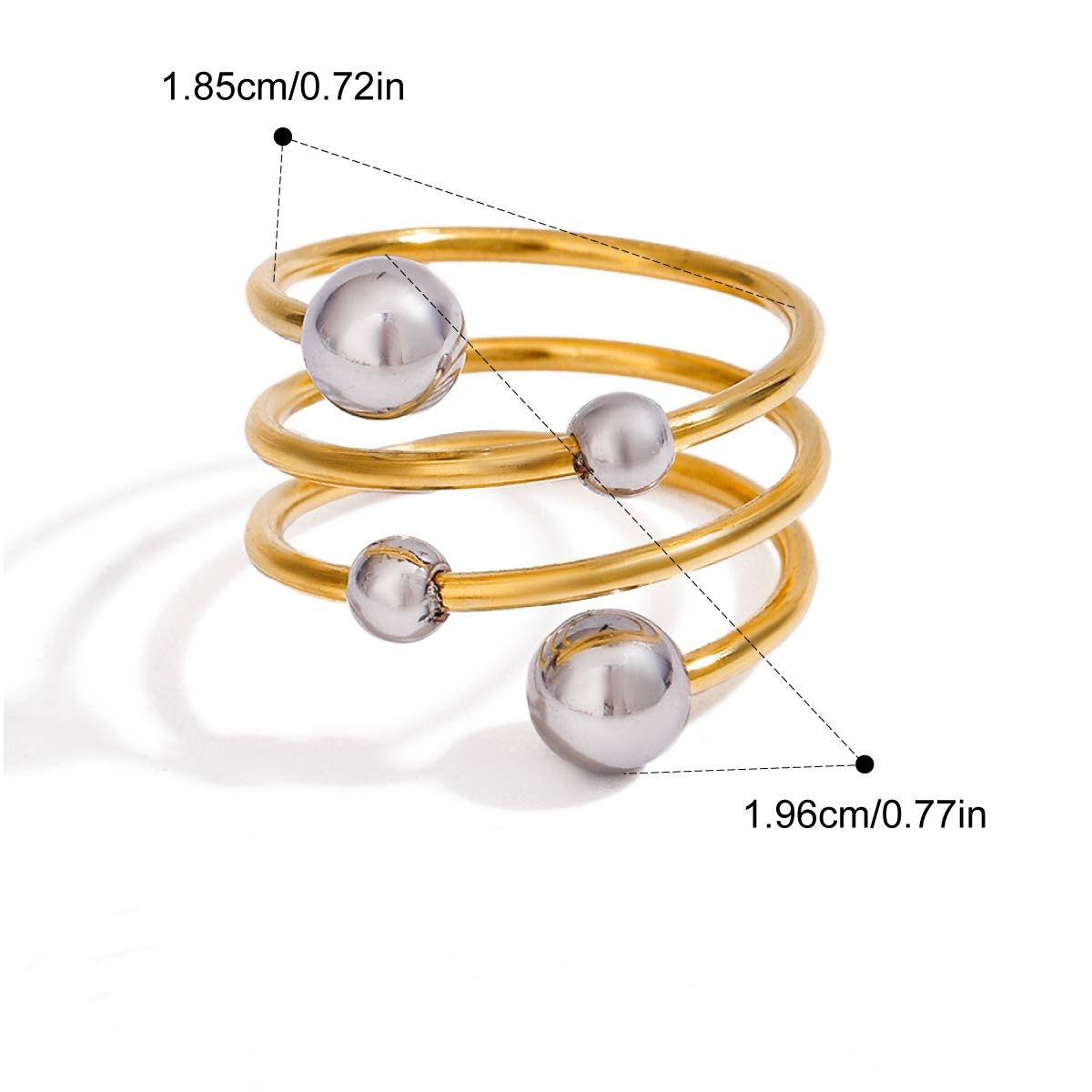 Spherical Multi-Layer Open Ring Gold Color Silver Color Personality Versatile [265]