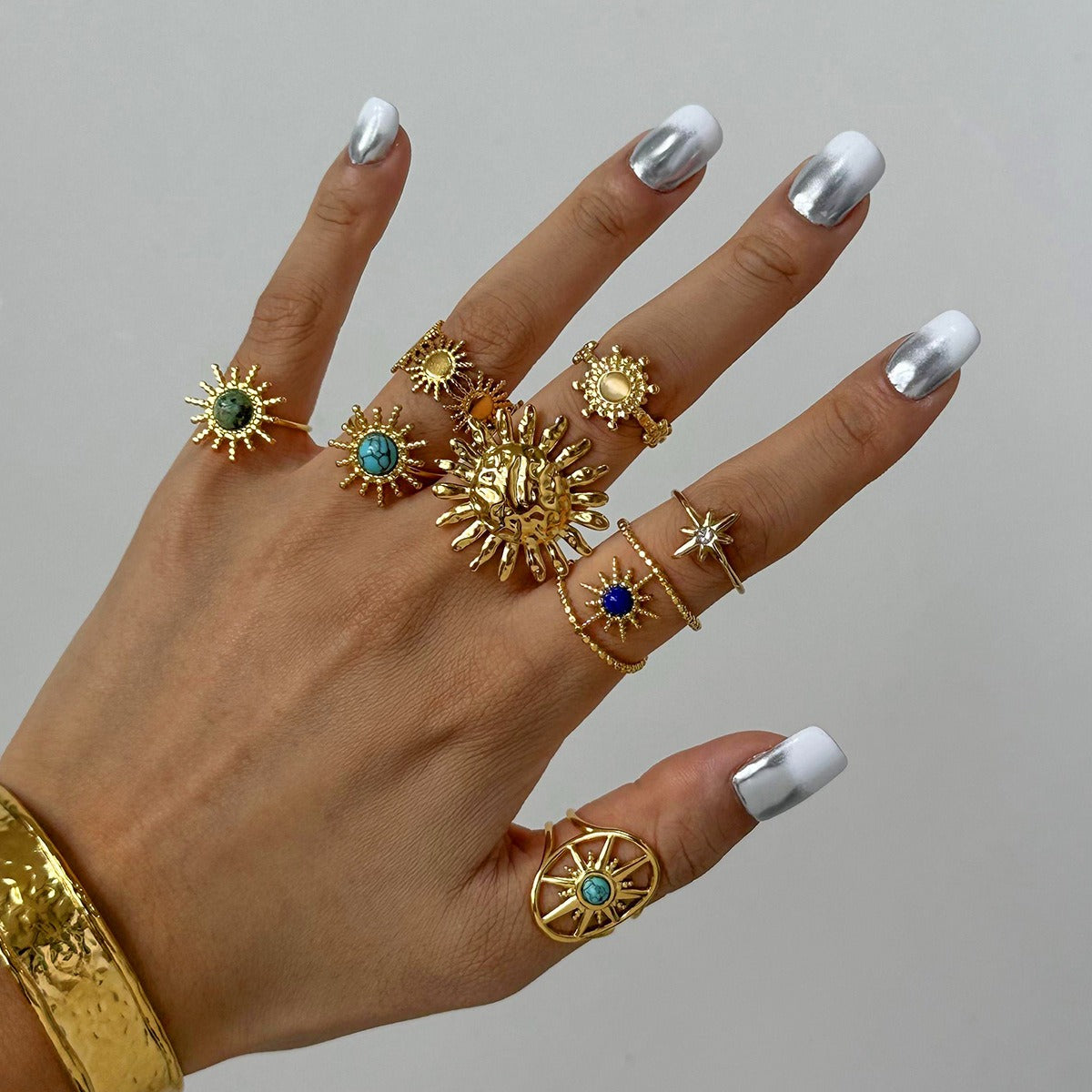 Natural Stone Open Adjustable Ring Luxury INS Non-Fading Design [250-255]