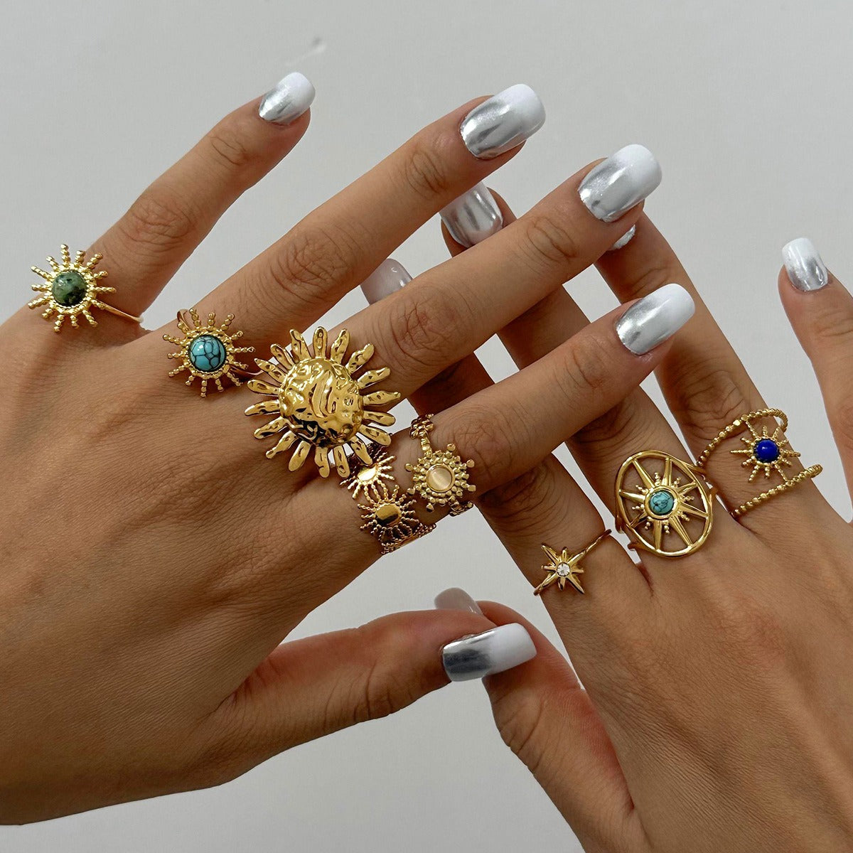 Natural Stone Open Adjustable Ring Luxury INS Non-Fading Design [250-255]