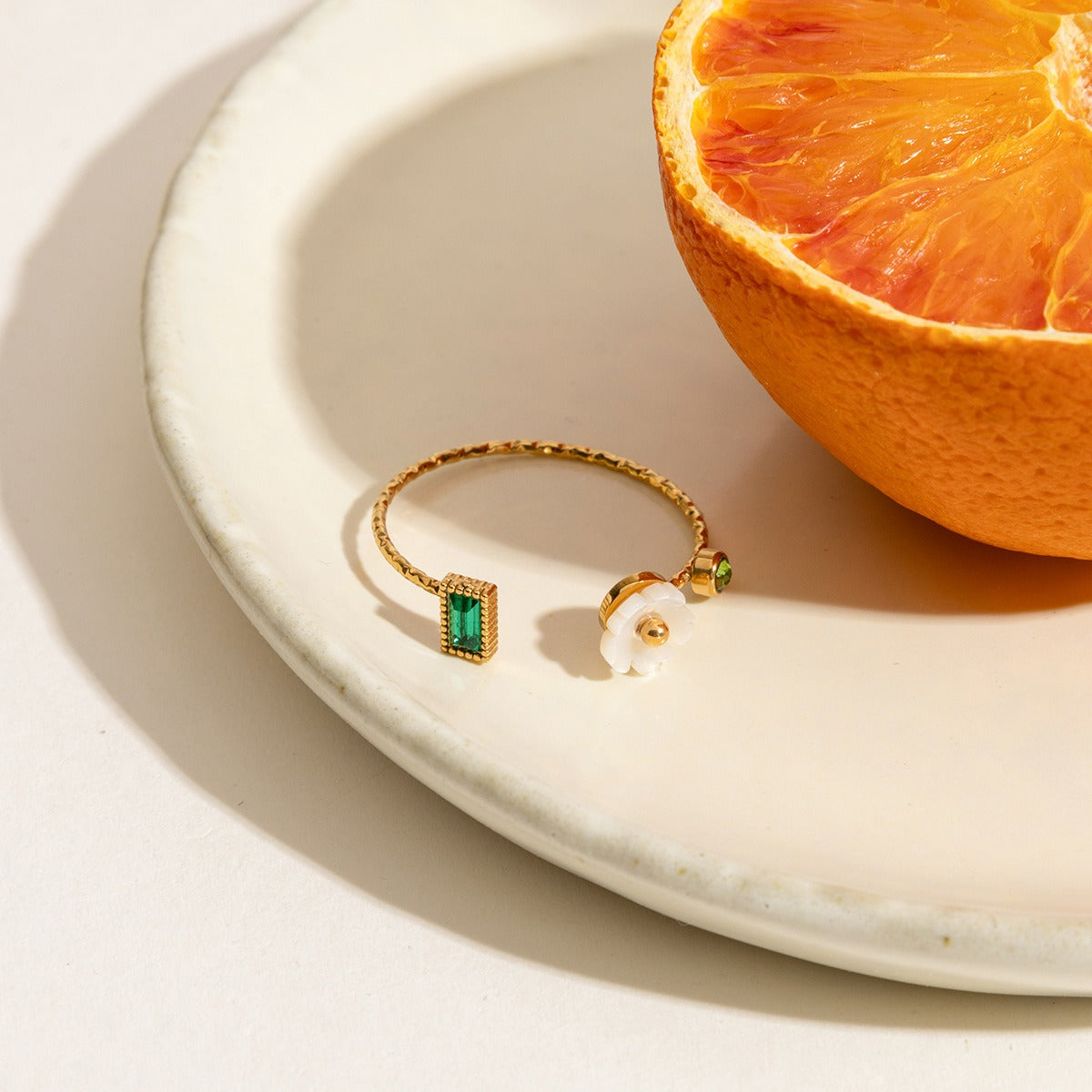 Light Luxury INS Style Pearl Adjustable Ring Simple Floral Non-Fading [206-209]