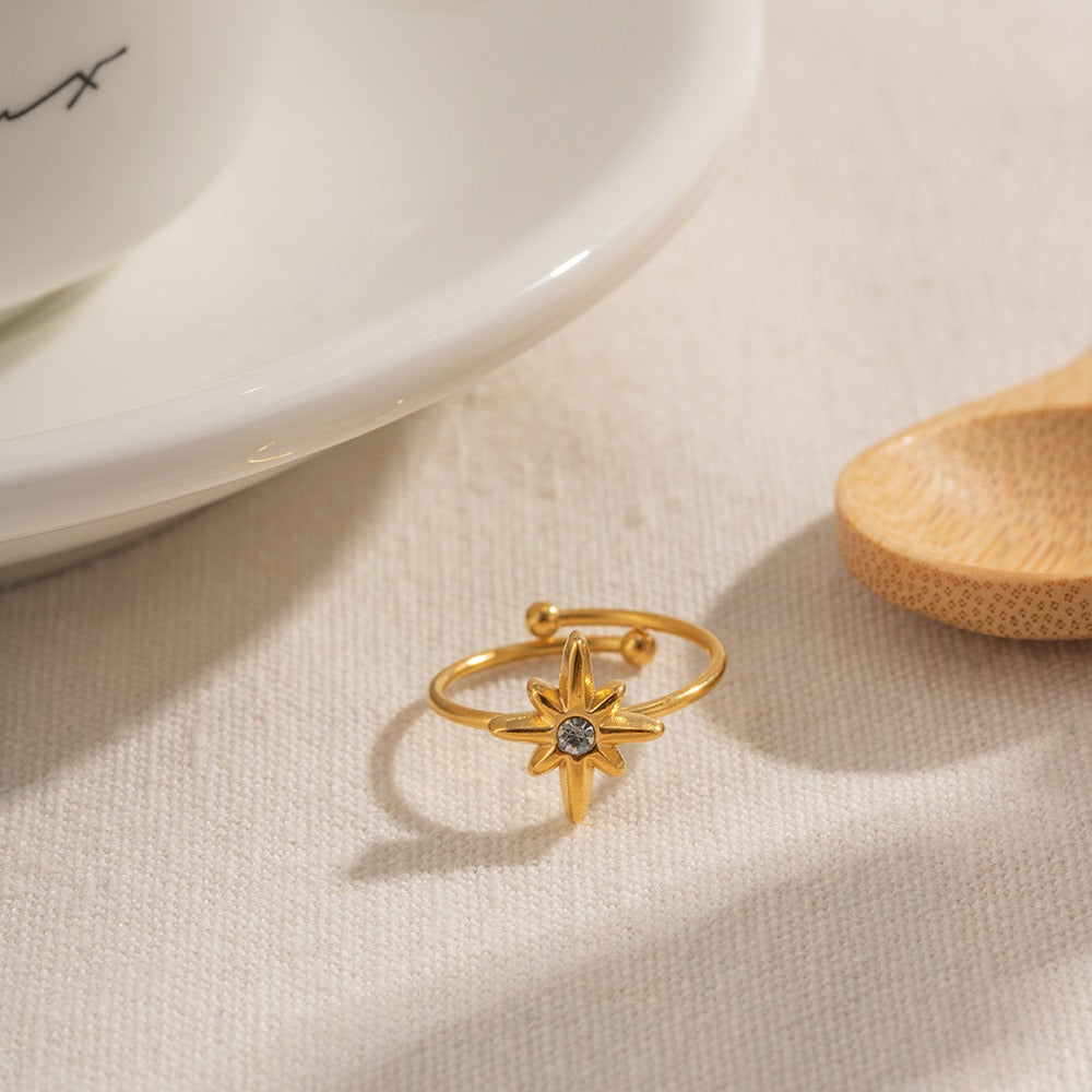 Natural Stone Open Adjustable Ring Luxury INS Non-Fading Design [250-255]