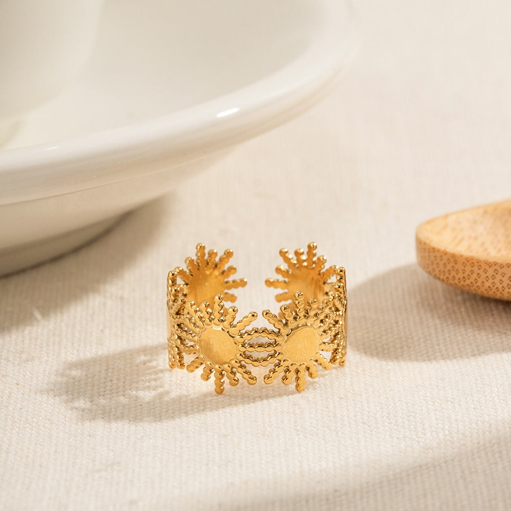 Natural Stone Open Adjustable Ring Luxury INS Non-Fading Design [250-255]