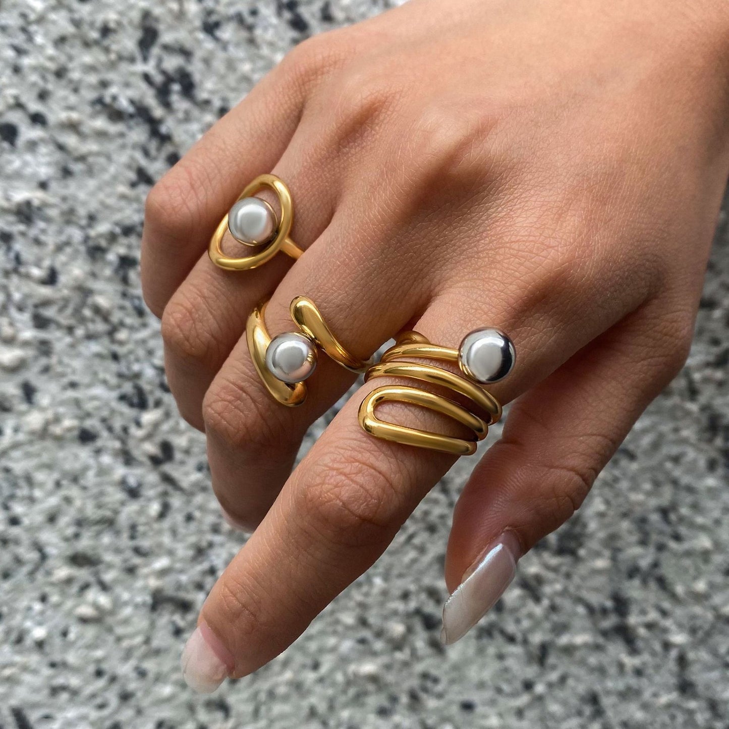 Minimalist Geometric Ring Collection Multiple Styles Non-Fading  [266-271]
