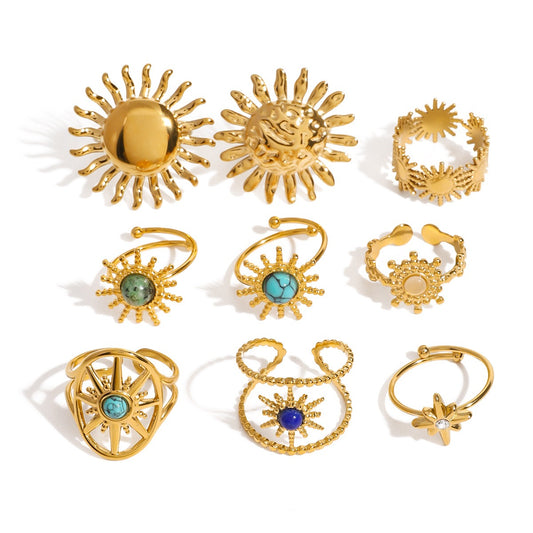 Natural Stone Open Adjustable Ring Luxury INS Non-Fading Design [250-255]