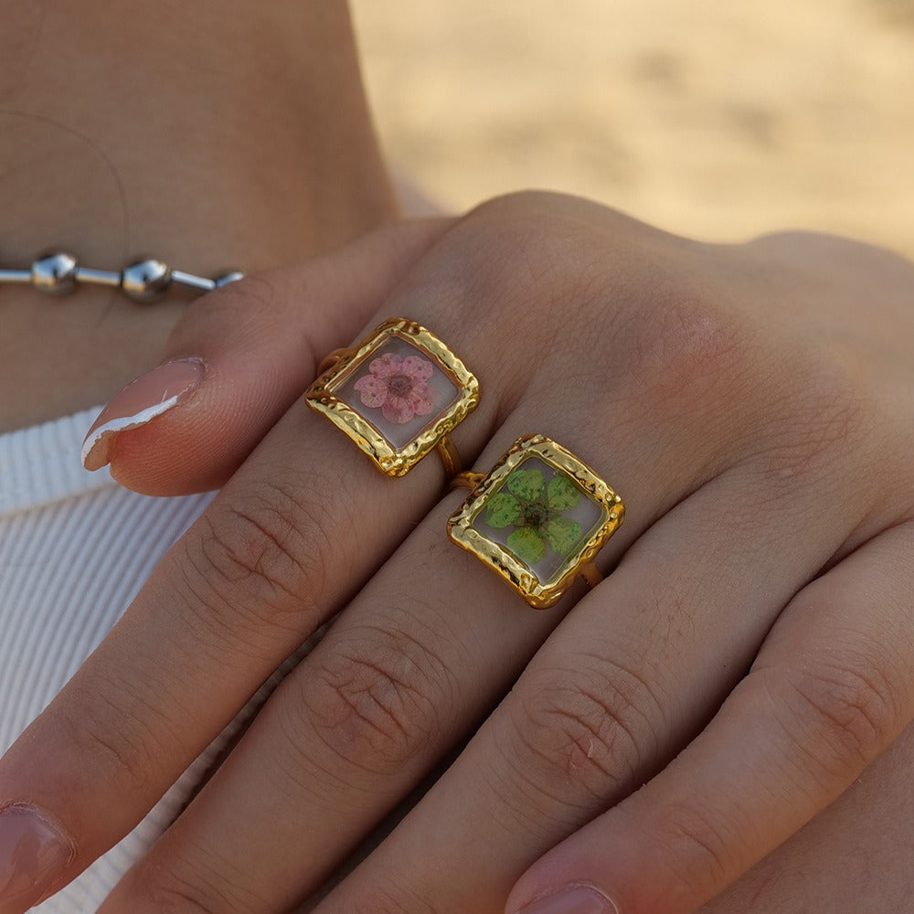 Gold Preserved Flower Ring Minority Simple Luxury Design Non-Fading [240-241]