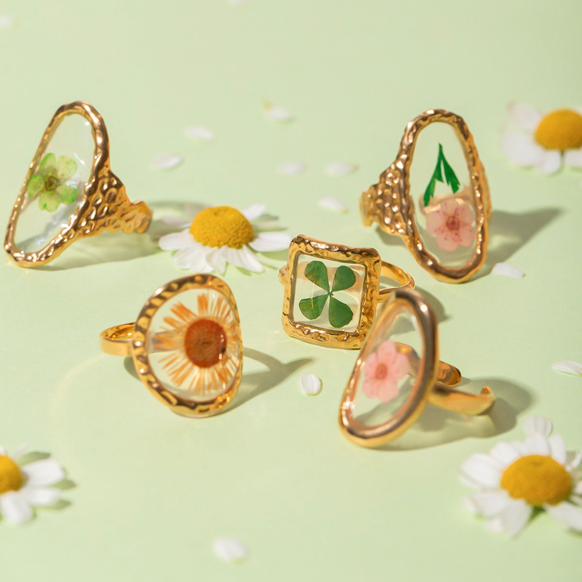 Gold Preserved Flower Ring Minority Simple Luxury Design Non-Fading [240-241]